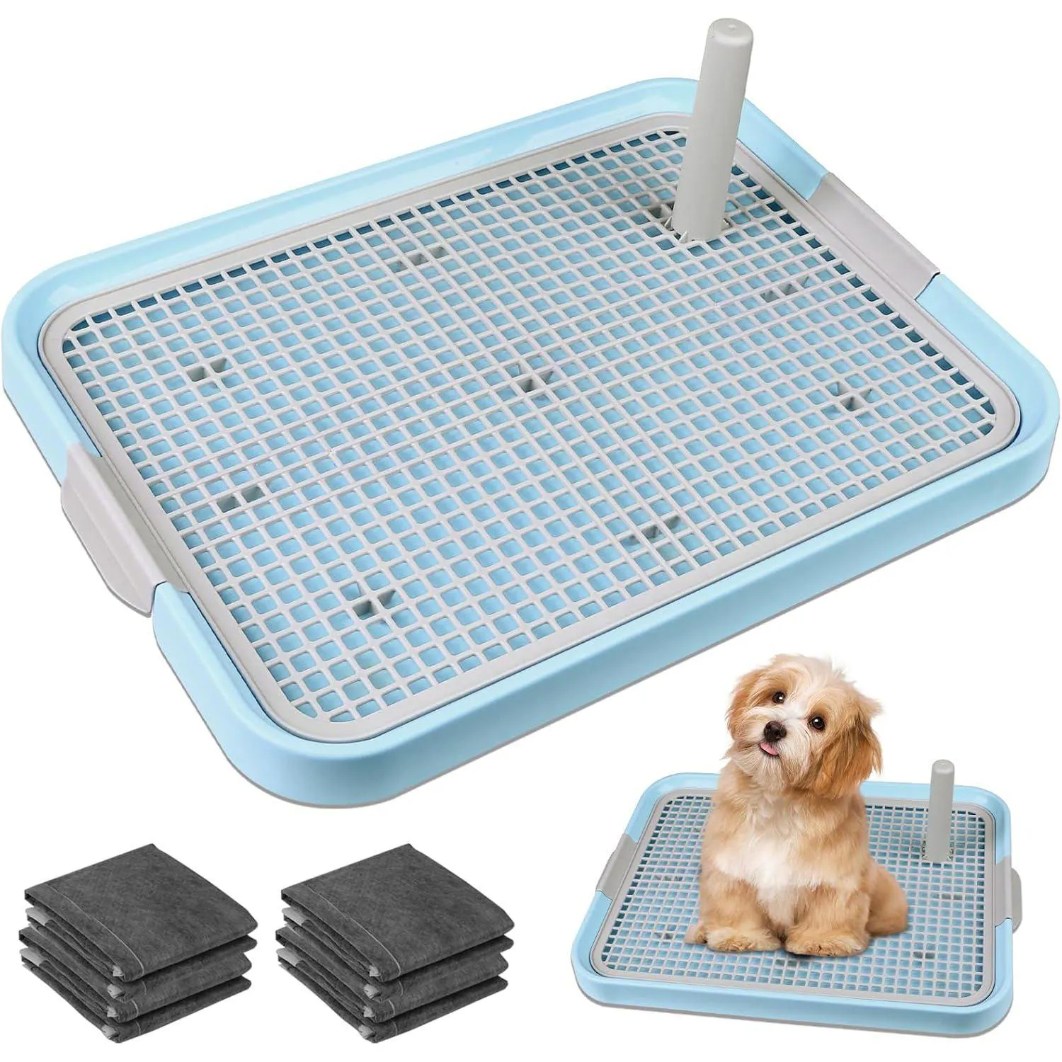 Bandeja Para Orinal De Perros CUHIOY Con Rejilla Y Almohadillas Absorbentes