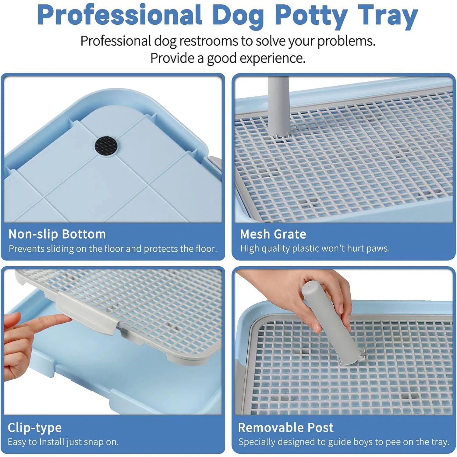 Bandeja Para Orinal De Perros CUHIOY Con Rejilla Y Almohadillas Absorbentes 3