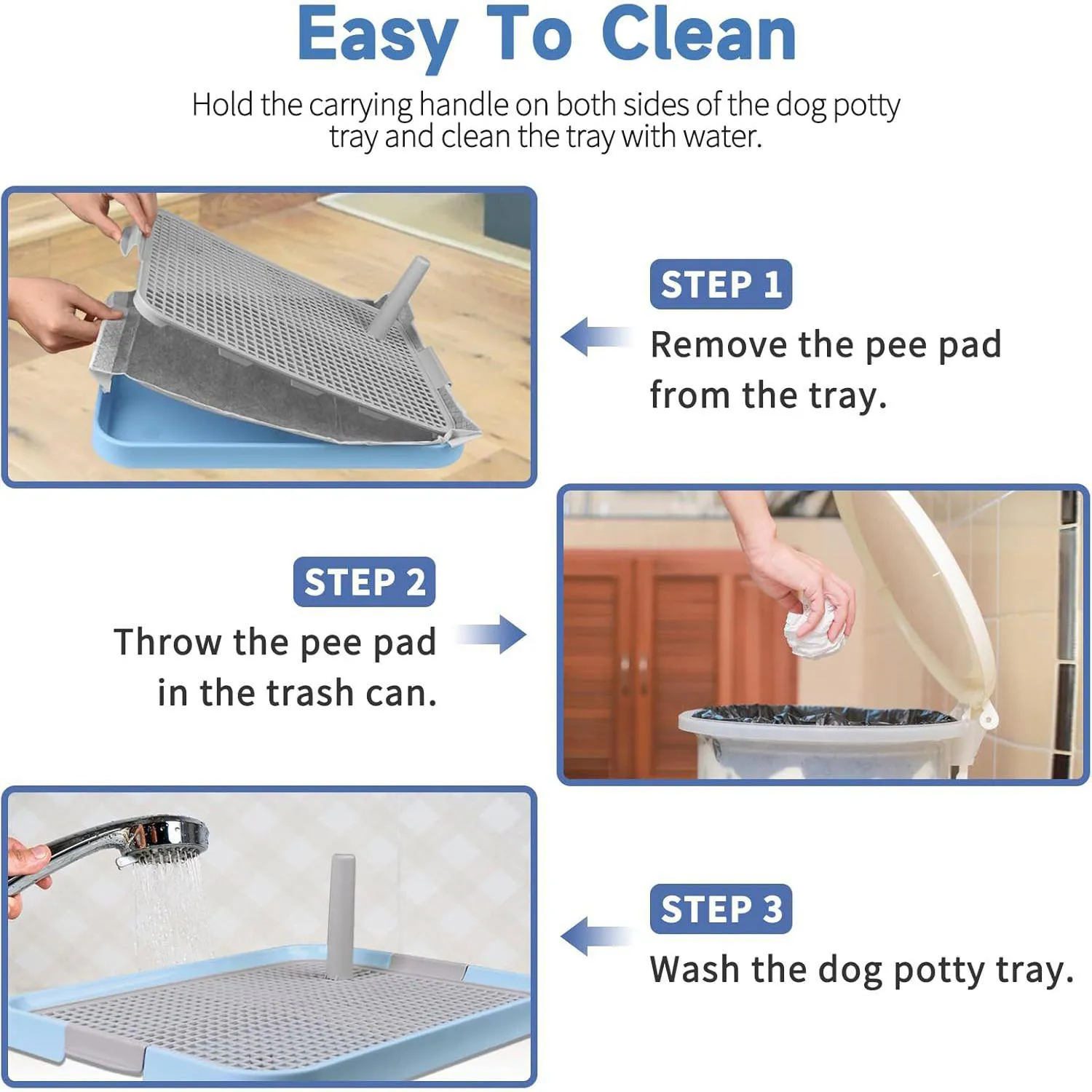 Bandeja Para Orinal De Perros CUHIOY Con Rejilla Y Almohadillas Absorbentes 4
