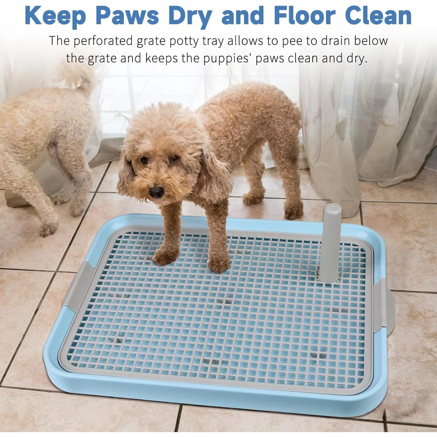 Bandeja Para Orinal De Perros CUHIOY Con Rejilla Y Almohadillas Absorbentes 5
