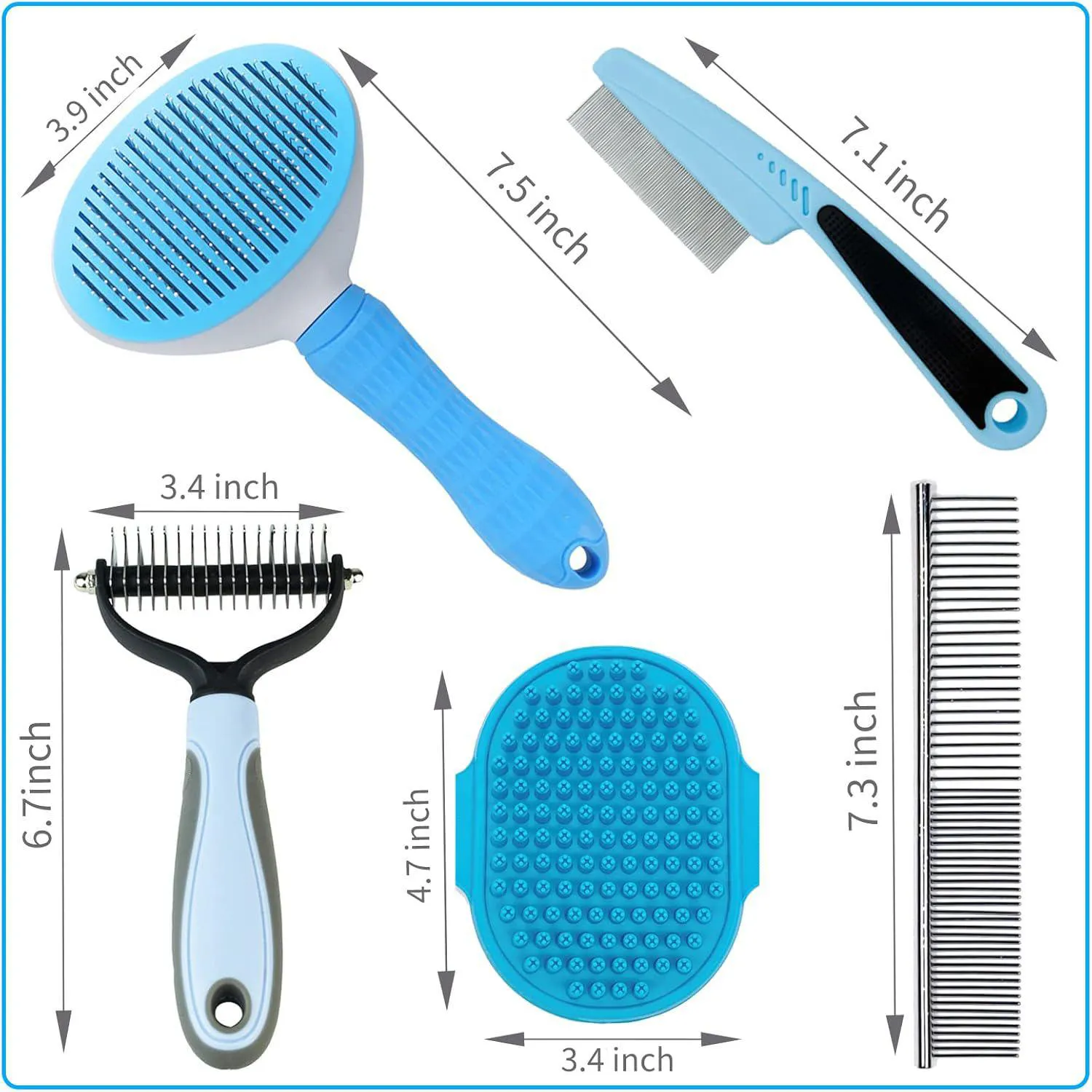 Kit De Aseo Para Perros Con Cepillos Y Peines Para Cuidado Completo