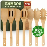 Set de Utensilios de Madera y Bambú 7 Piezas Resistente y Ligero