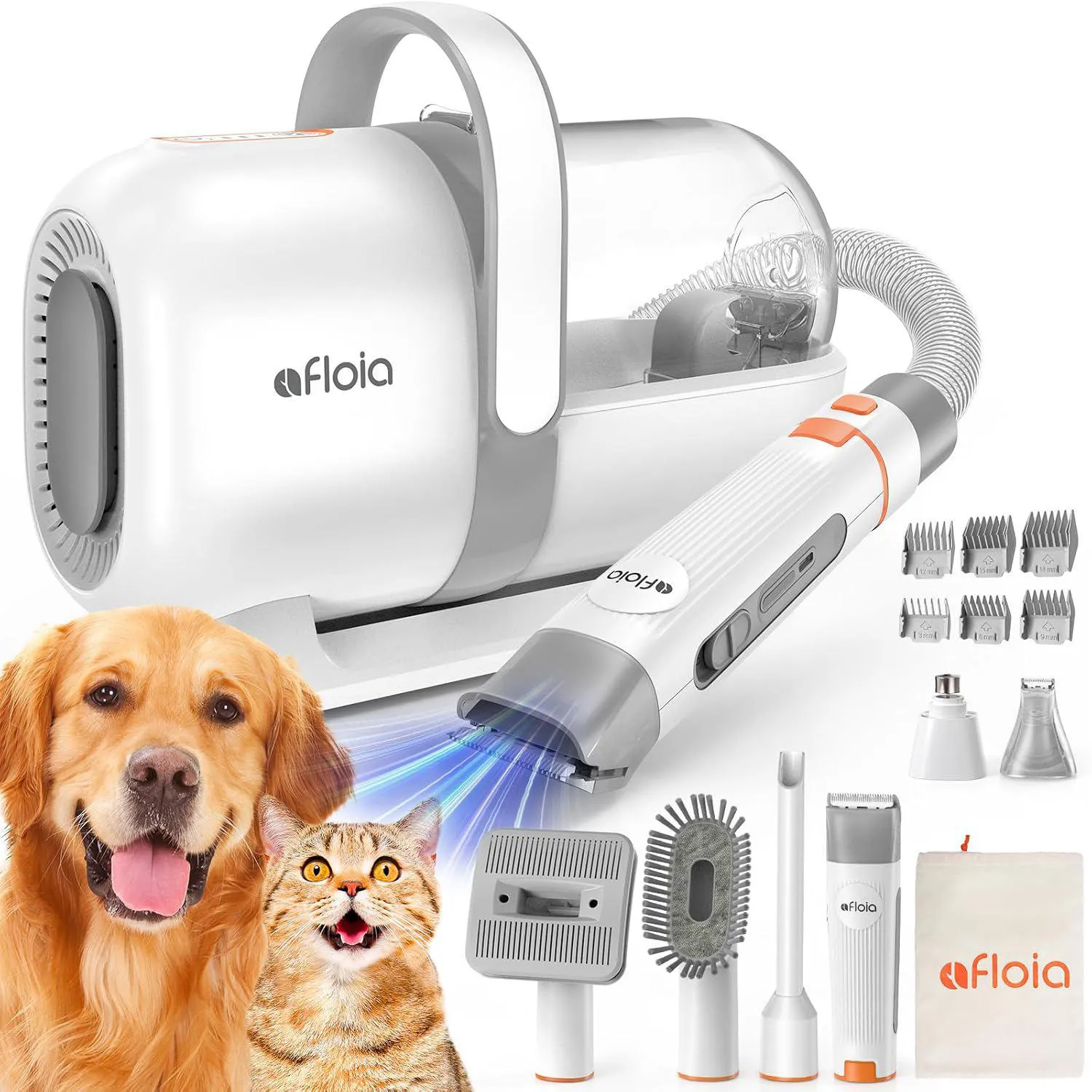 Kit De Aseo Para Perros Con Aspiradora De Pelo Bajo Ruido Y 6 Accesorios