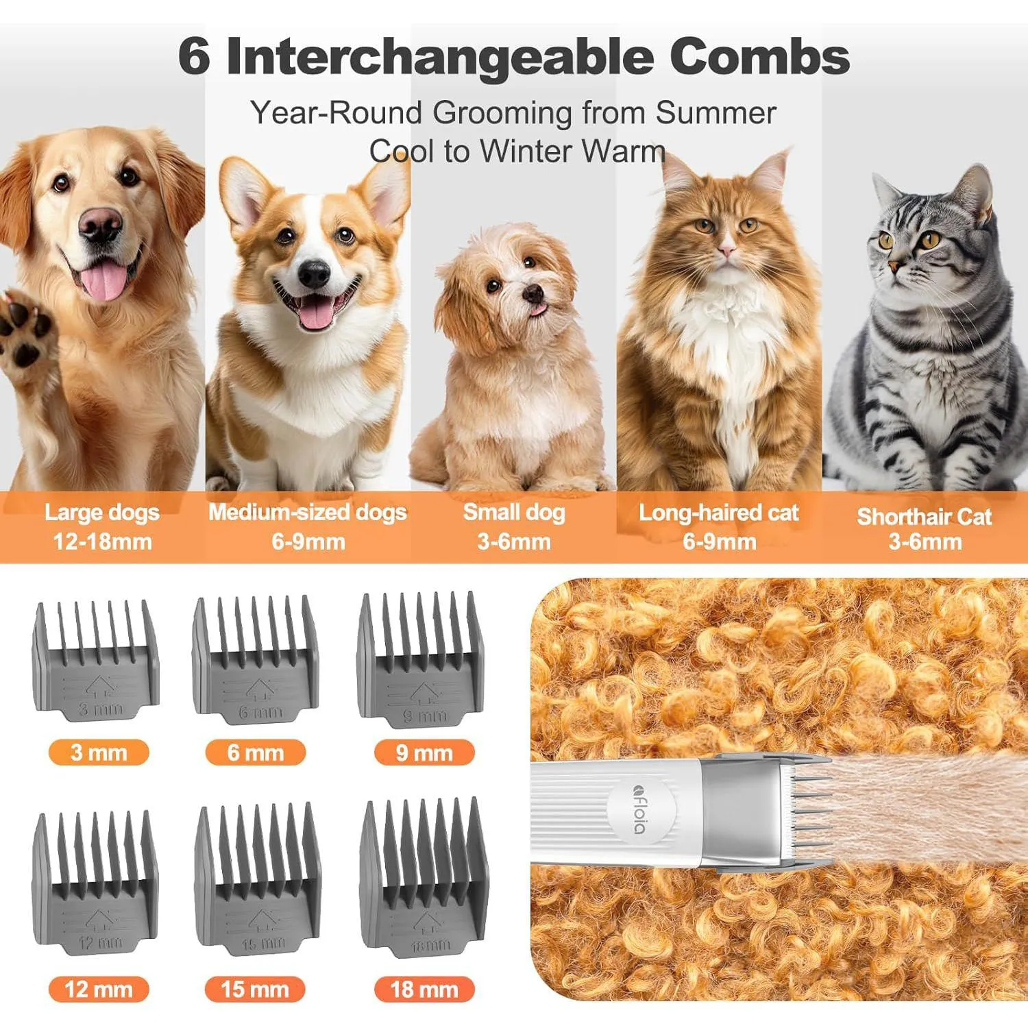 Kit De Aseo Para Perros Con Aspiradora De Pelo Bajo Ruido Y 6 Accesorios 8