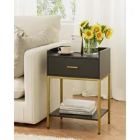 Mesa de Noche Moderna con Cajón y Estante para Dormitorio o Sala