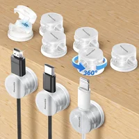 Clips Organizadores de Cables con Base Giratoria y Adhesivo Acrílico
