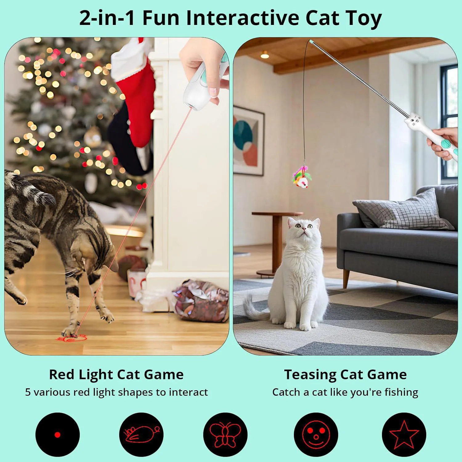 Juguete Interactivo Recargable para Gatos con Luz y Varilla Extensible