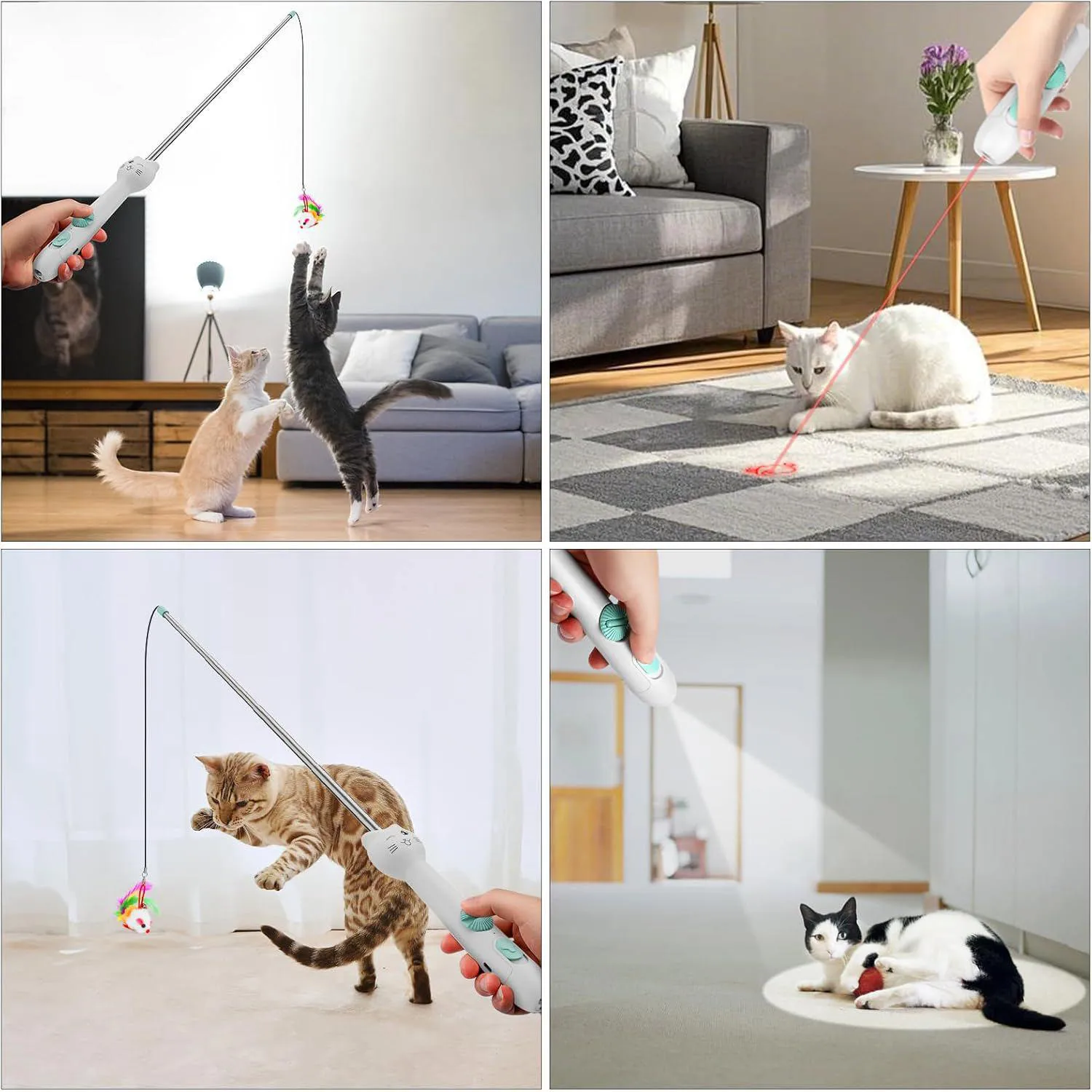 Juguete Interactivo Recargable para Gatos con Luz y Varilla Extensible 6