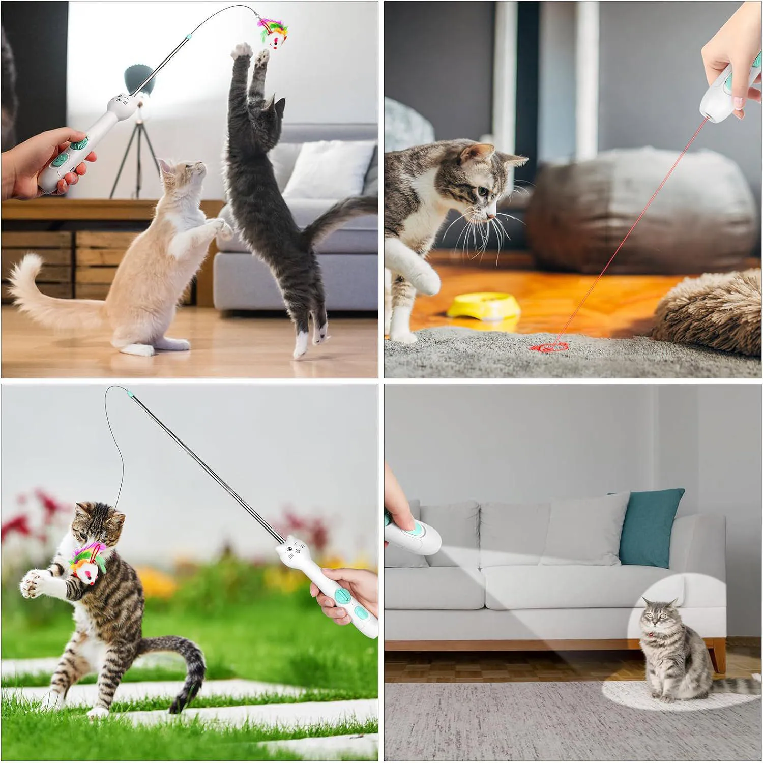 Juguete Interactivo Recargable para Gatos con Luz y Varilla Extensible 7