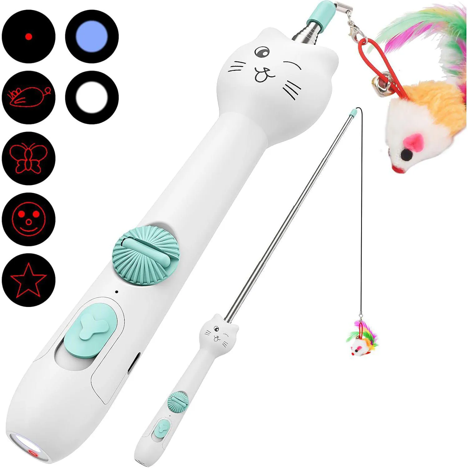 Juguete Interactivo Recargable para Gatos con Luz y Varilla Extensible 8