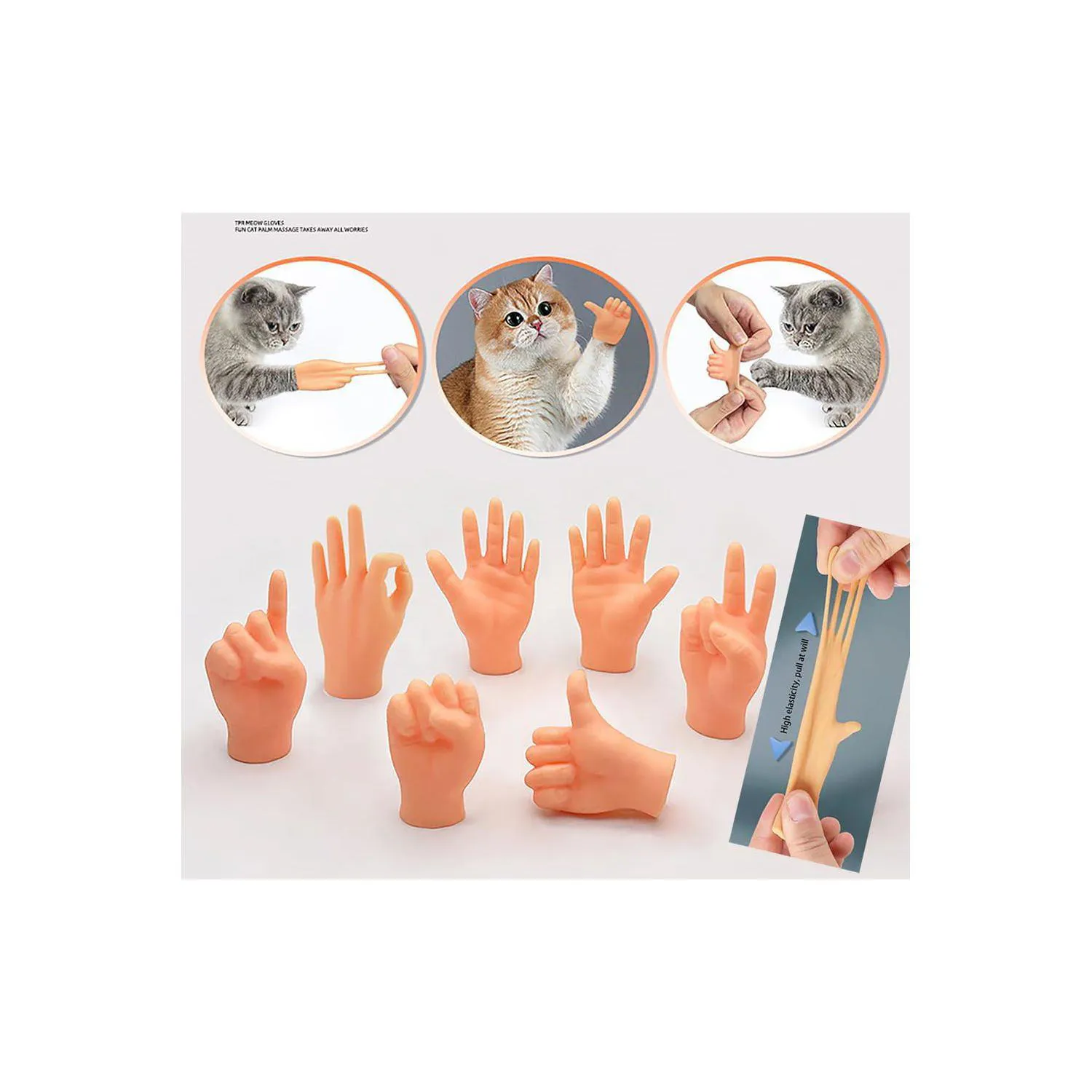 Manos Elásticas para Gatos con Diseño Divertido y Material Suave 6