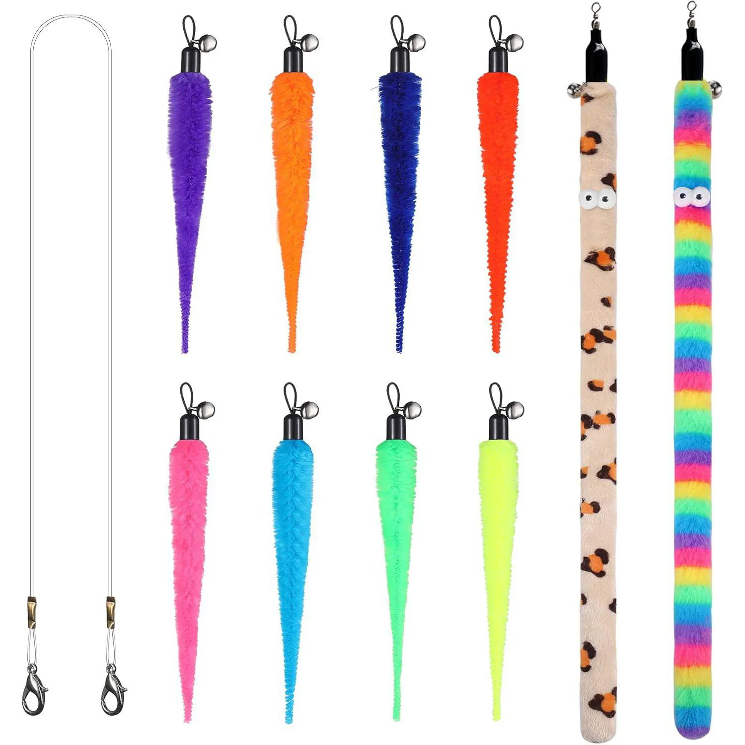 Set de Repuestos para Varita de Gato con Gusanos Coloridos y Cuerda Interactiva