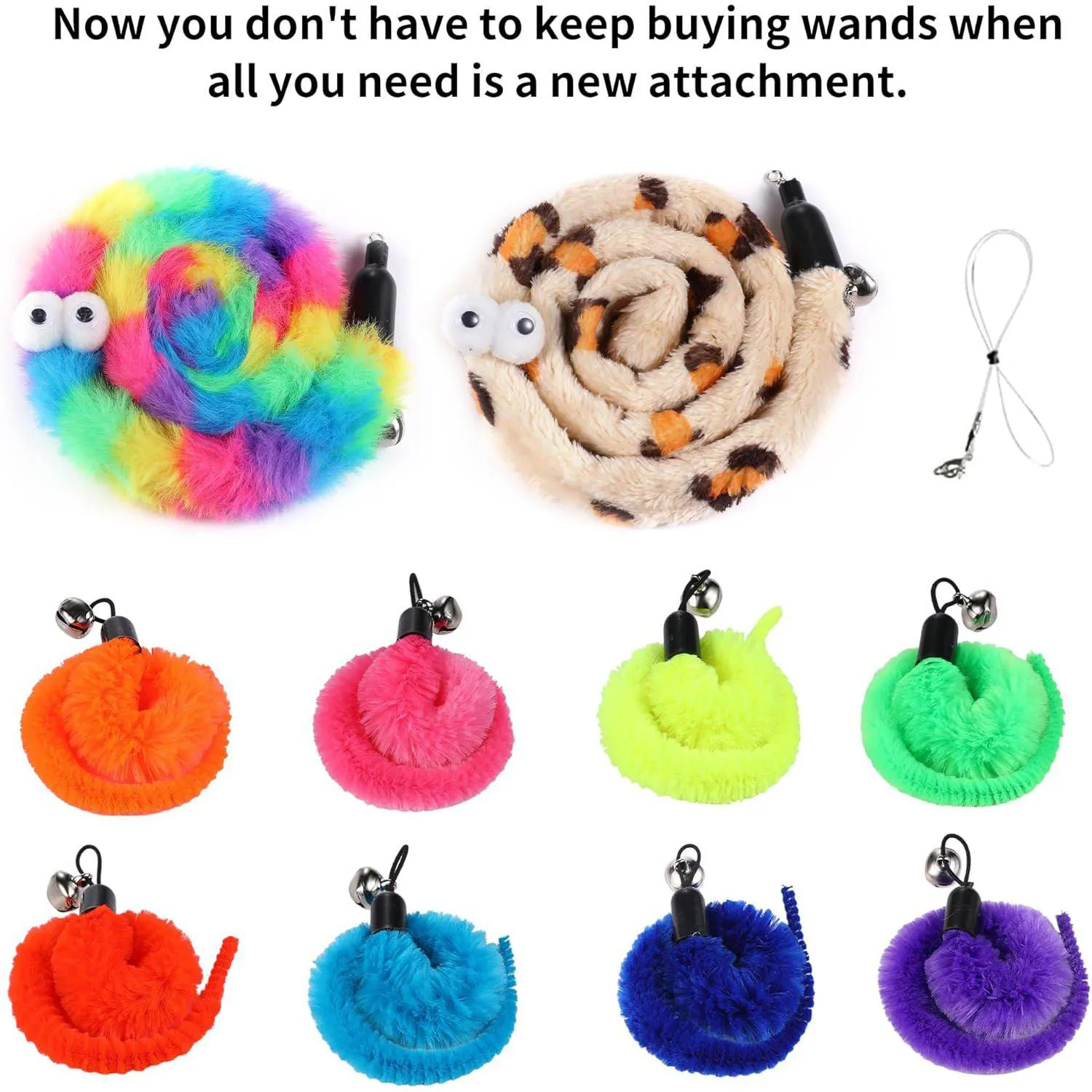 Set de Repuestos para Varita de Gato con Gusanos Coloridos y Cuerda Interactiva 3