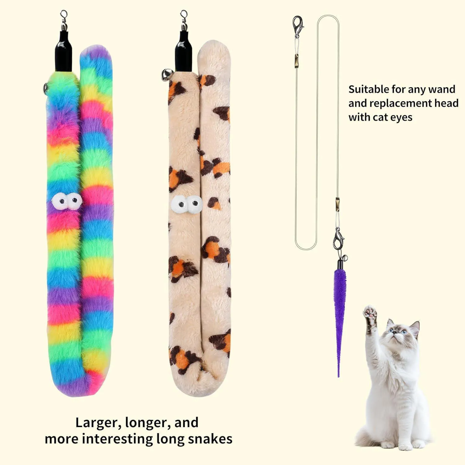 Set de Repuestos para Varita de Gato con Gusanos Coloridos y Cuerda Interactiva 4
