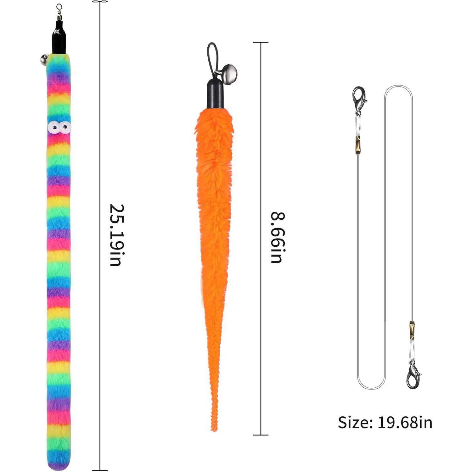 Set de Repuestos para Varita de Gato con Gusanos Coloridos y Cuerda Interactiva 6