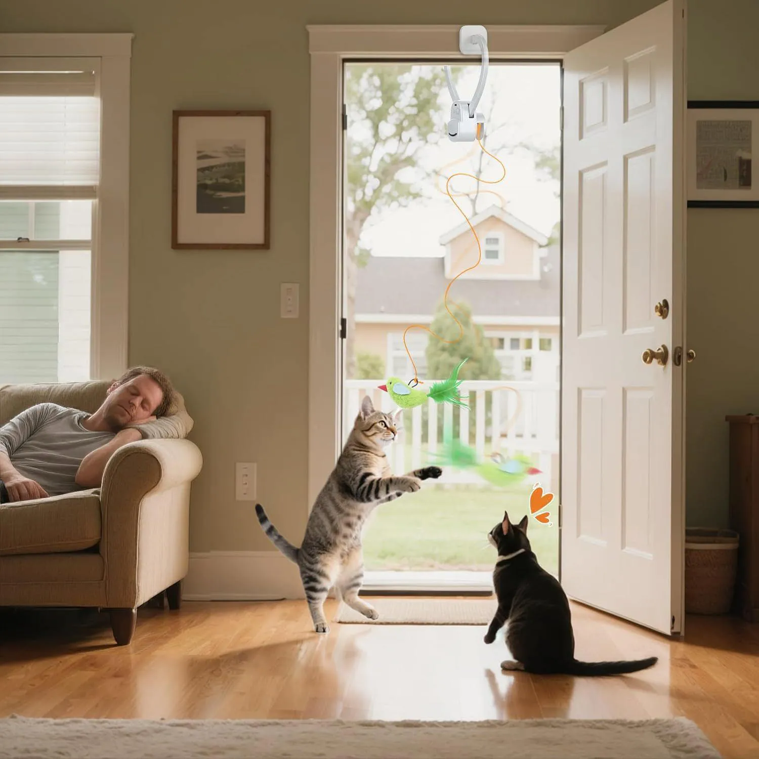 Juguete Eléctrico Colgante para Gato con Ave Voladora Interactiva