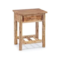 Mesa de Noche Rústica de Madera con Cajón para Ambientes Naturales