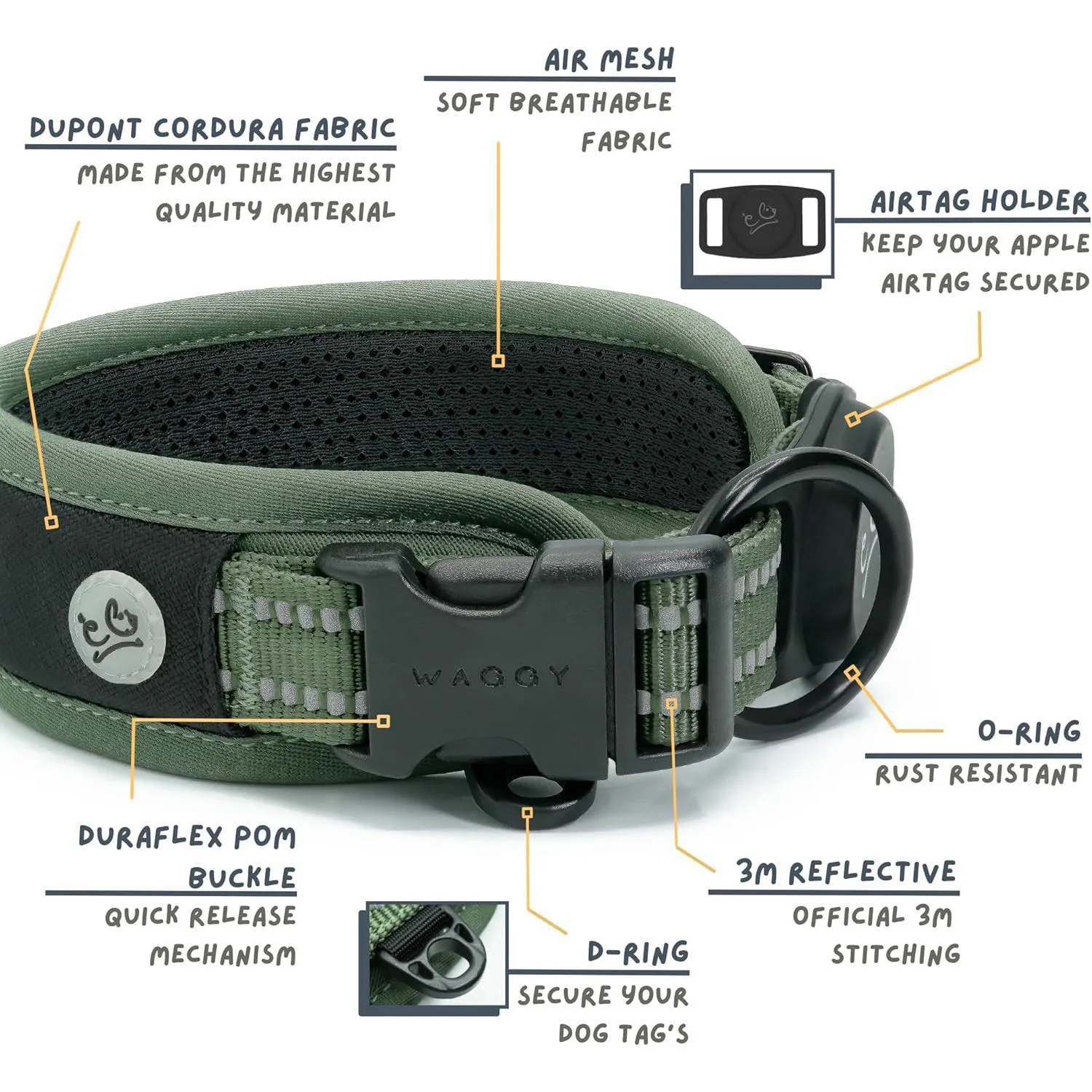Collar Para Perro Con Soporte Airtag Ajuste Seguro Y Alta Resistencia 3