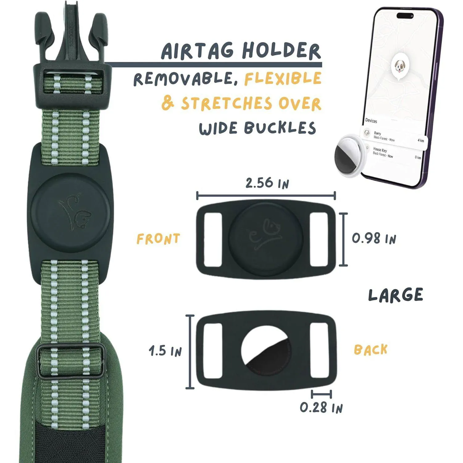 Collar Para Perro Con Soporte Airtag Ajuste Seguro Y Alta Resistencia 6