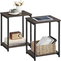 Juego de Mesa de Noche Castaño con Estantes para Espacios Modernos