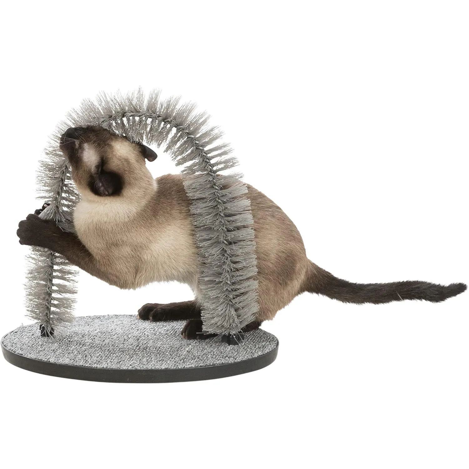Masajeador Para Gatos Con Arco De Autoaseo Y Base Rascadora De Alfombra 3