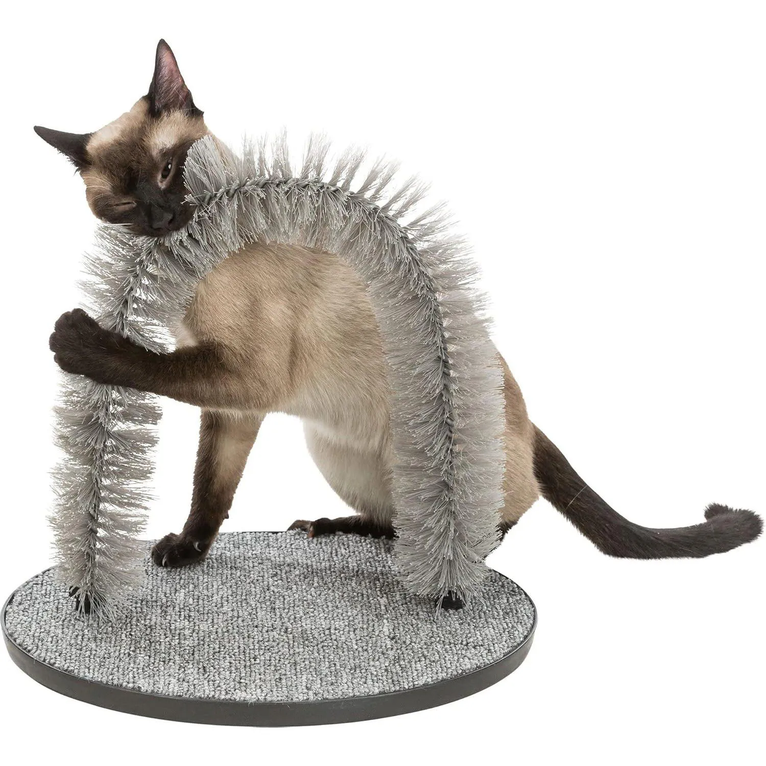 Masajeador Para Gatos Con Arco De Autoaseo Y Base Rascadora De Alfombra 8