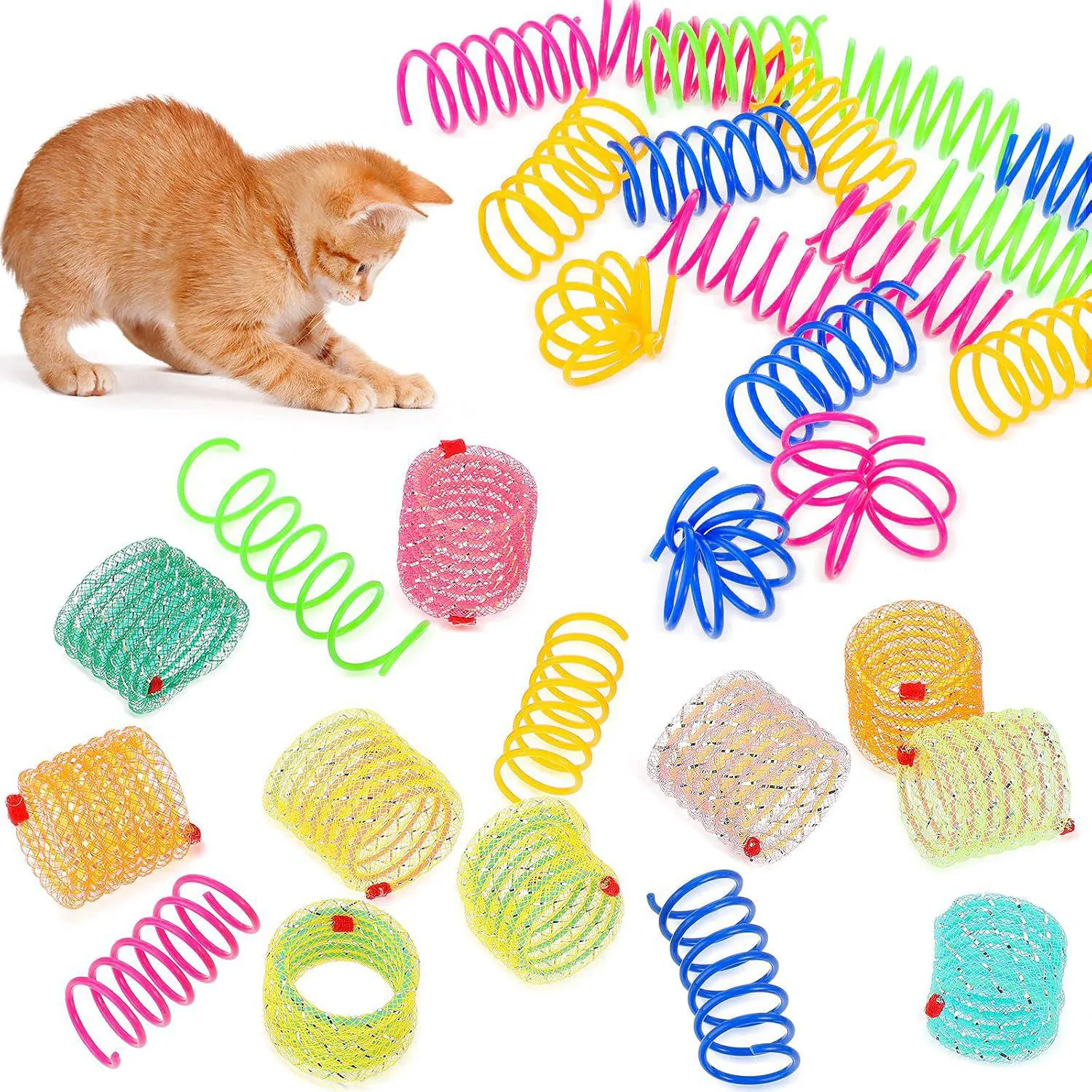 Resortes Interactivos para Gato en Colores Vibrantes y Diseño Resistente