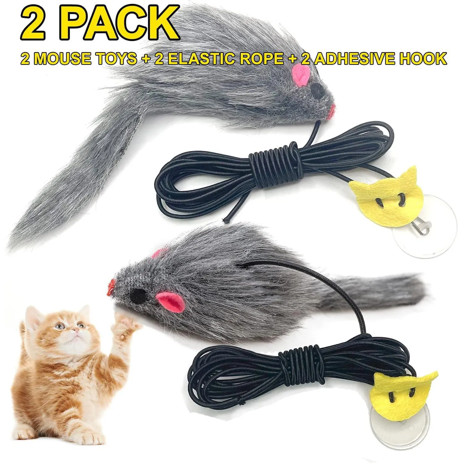 Juguetes Colgantes para Gato con Ratón y Cuerda Elástica para Ejercicio Activo 3