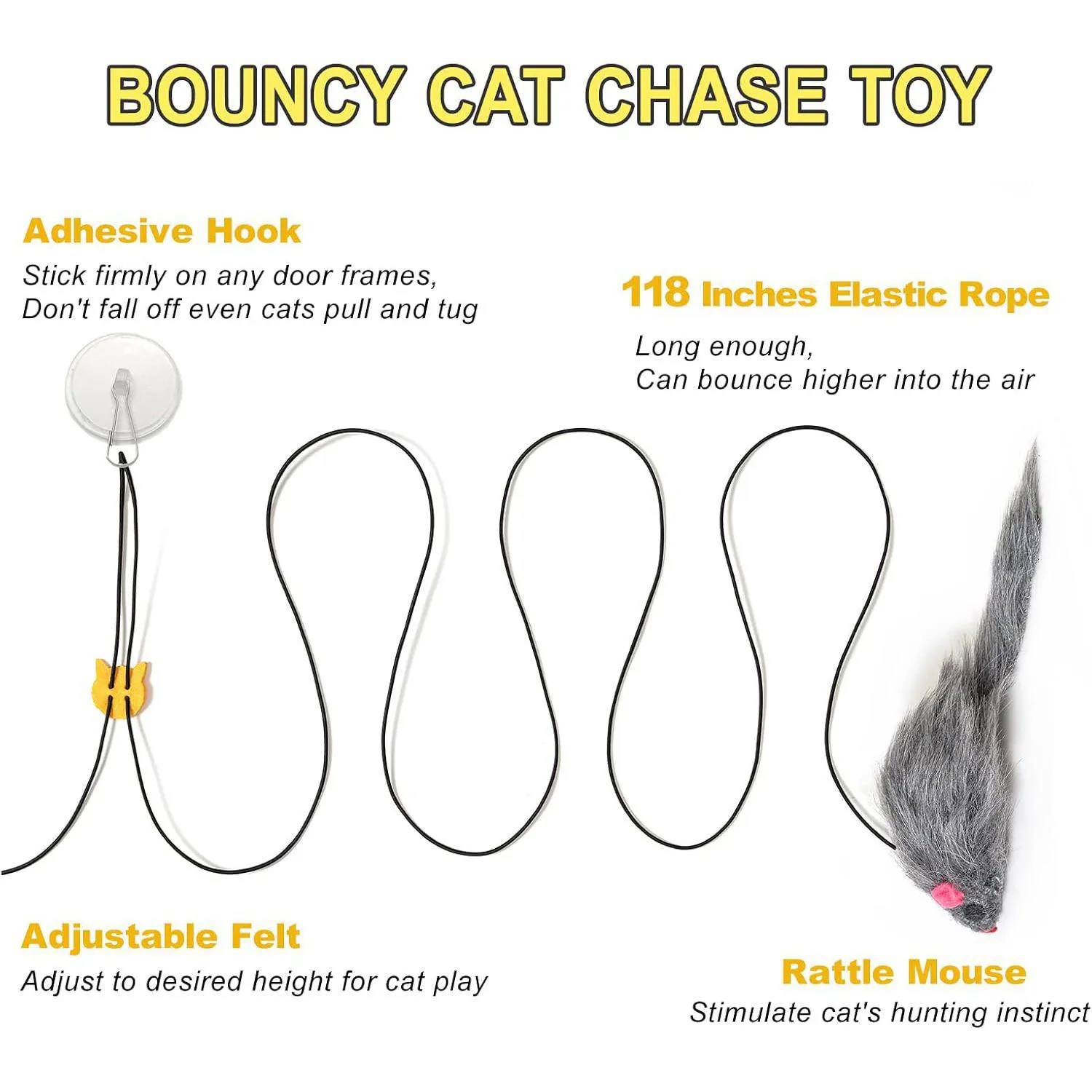 Juguetes Colgantes para Gato con Ratón y Cuerda Elástica para Ejercicio Activo 4