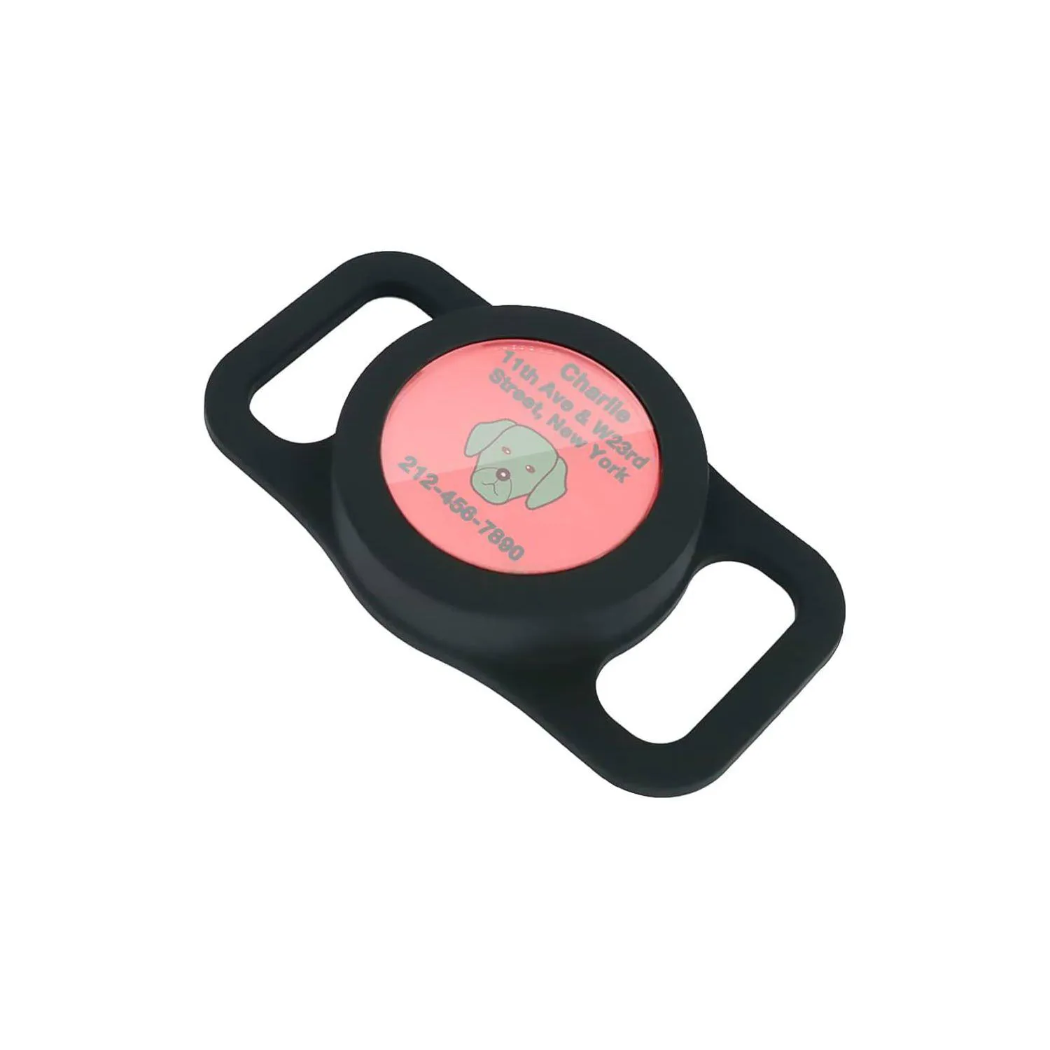 Correa Para Airtag De Mascota En Silicona Negra Con Ventana De Identificación Whalezon
