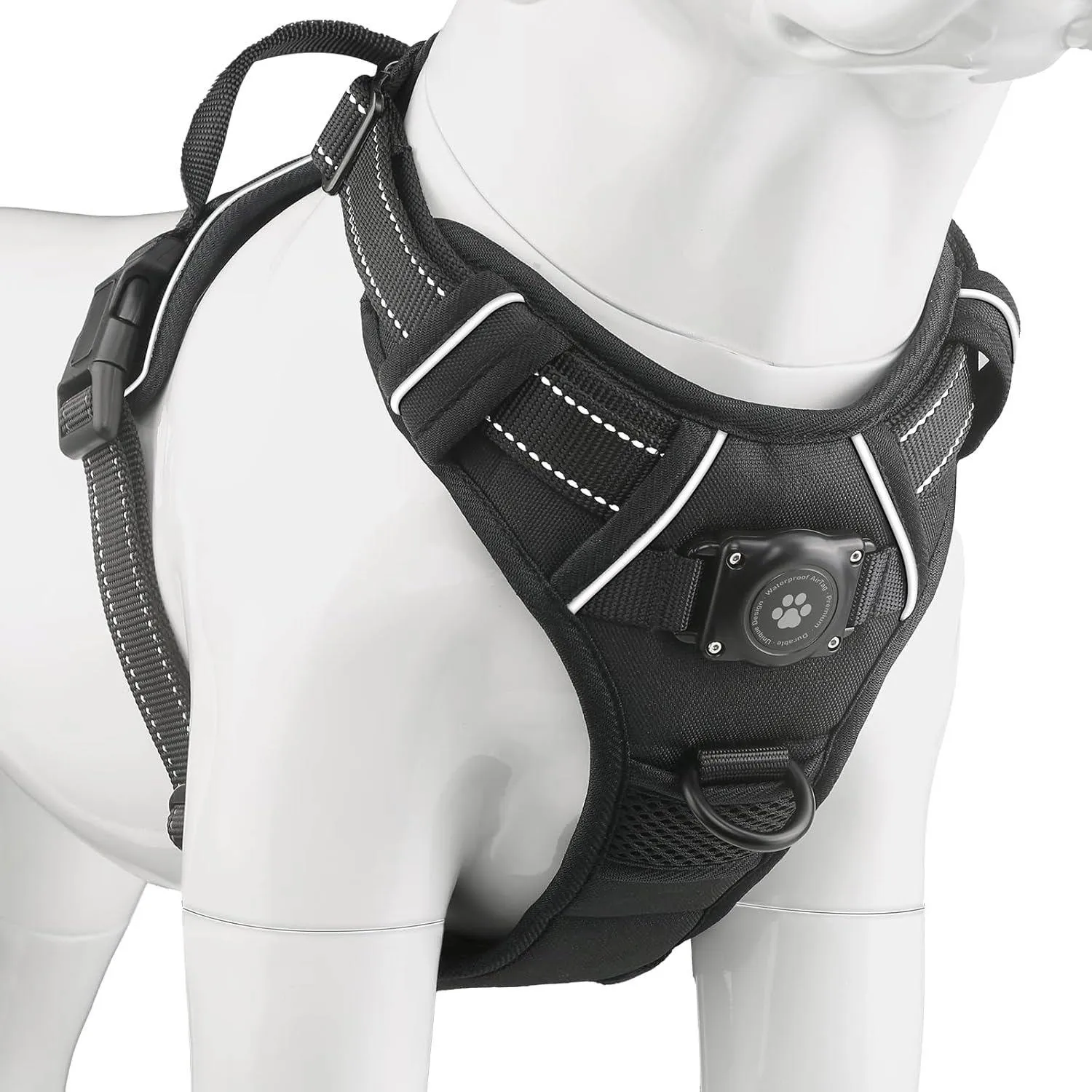 Arnés Para Perro Pequeño Negro Impermeable Con Soporte Para Apple Airtag Furrigo