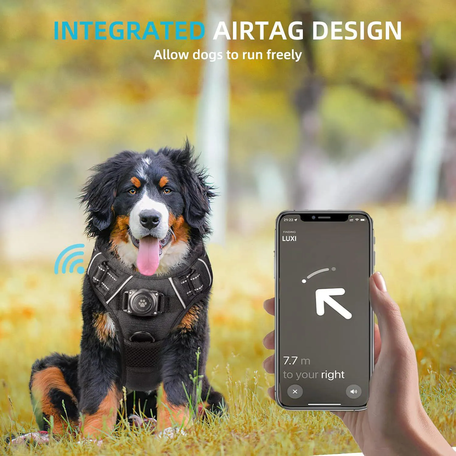 Arnés Para Perro Pequeño Negro Impermeable Con Soporte Para Apple Airtag Furrigo