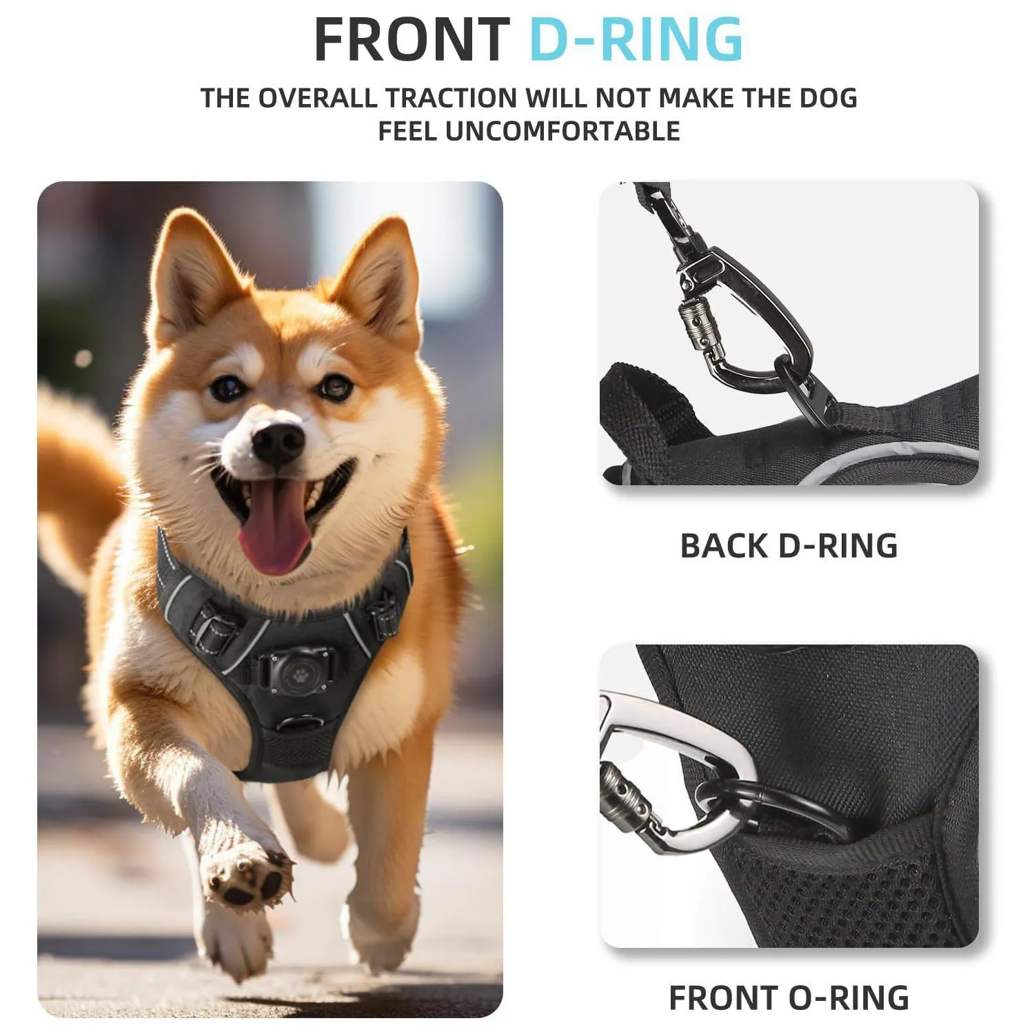 Arnés Para Perro Pequeño Negro Impermeable Con Soporte Para Apple Airtag Furrigo 4