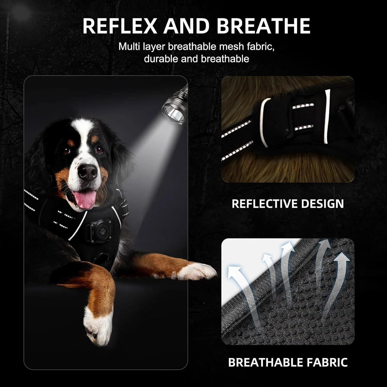 Arnés Para Perro Pequeño Negro Impermeable Con Soporte Para Apple Airtag Furrigo 5