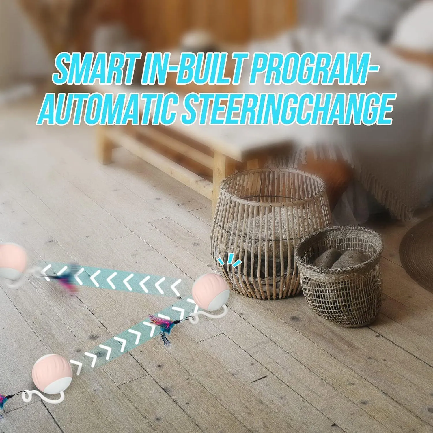 Pelota Inteligente para Gato con Luz LED y Cola Interactiva Recargable