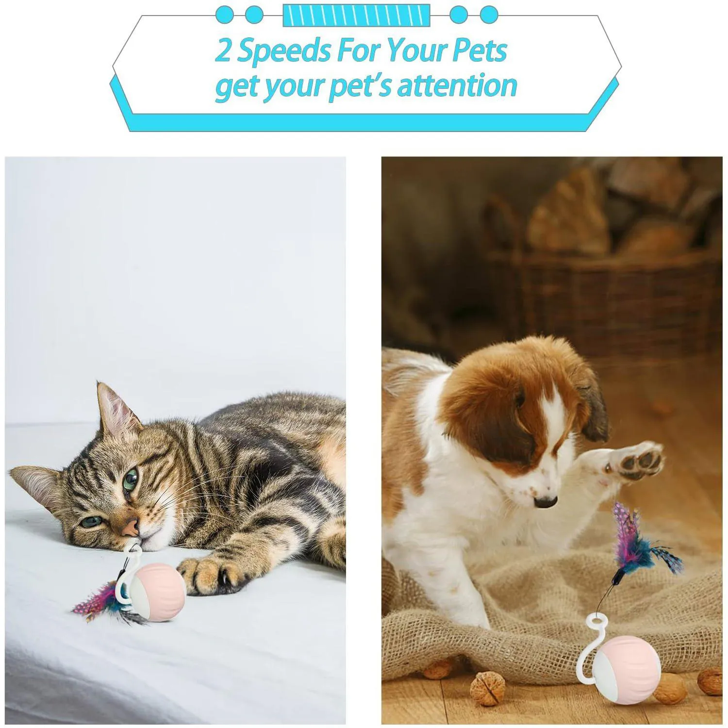Pelota Inteligente para Gato con Luz LED y Cola Interactiva Recargable 4
