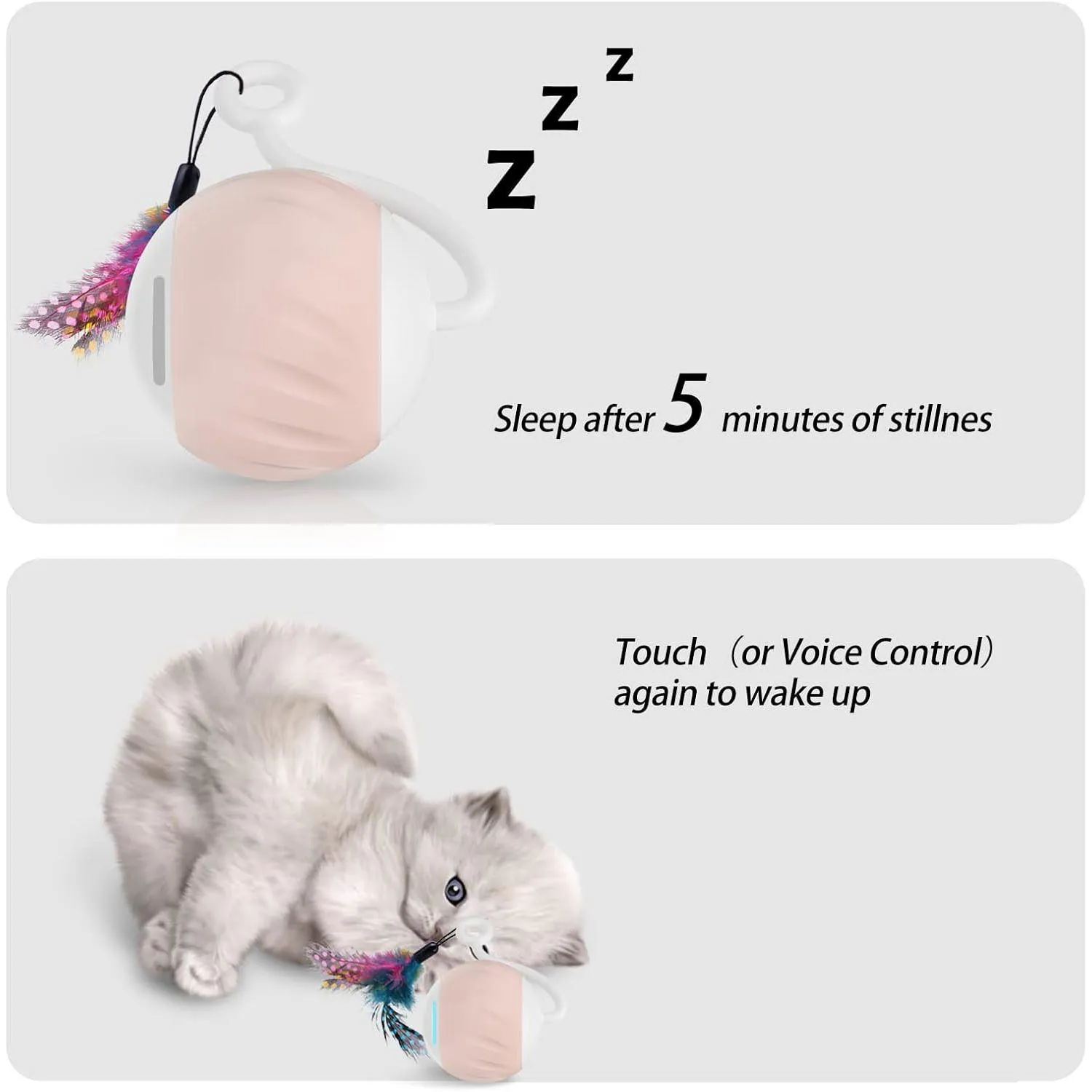 Pelota Inteligente para Gato con Luz LED y Cola Interactiva Recargable 5