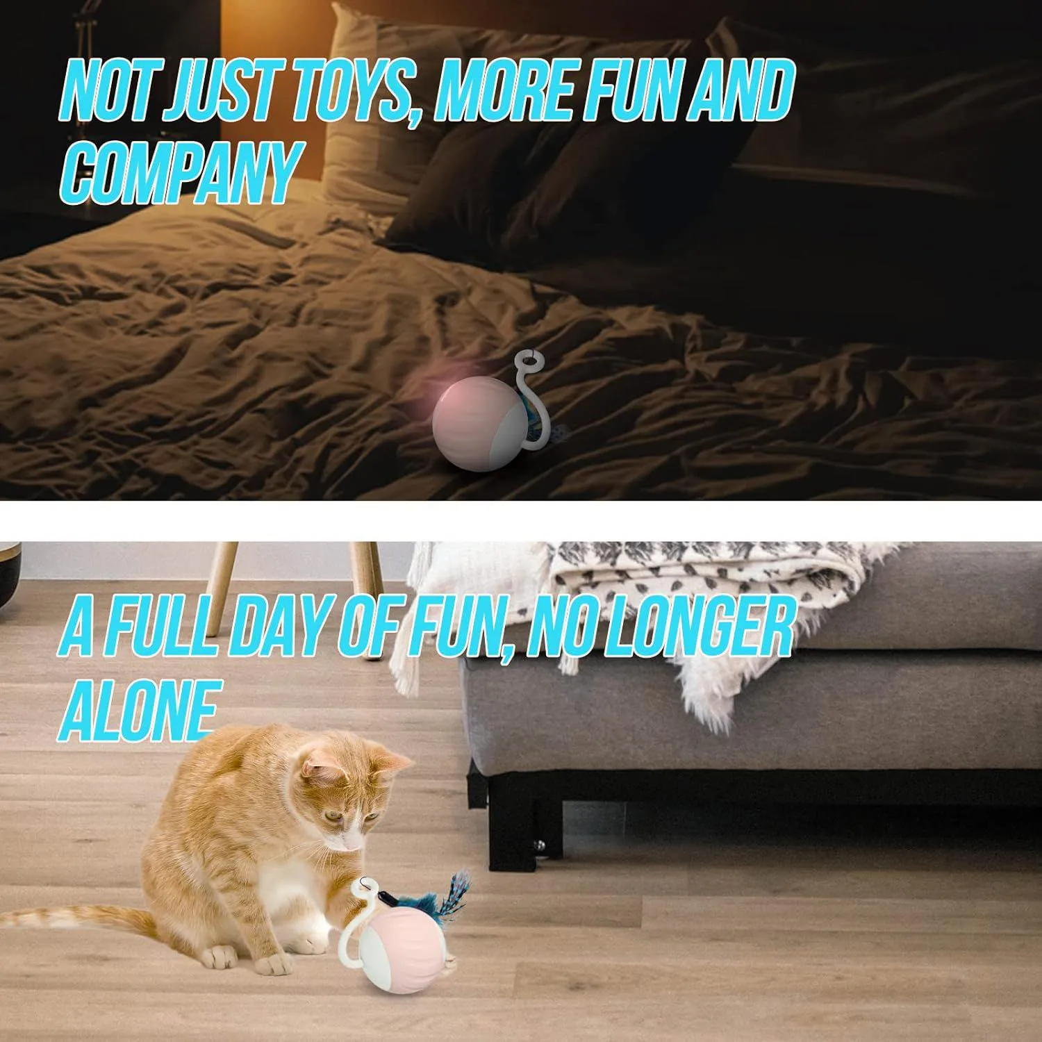 Pelota Inteligente para Gato con Luz LED y Cola Interactiva Recargable 6