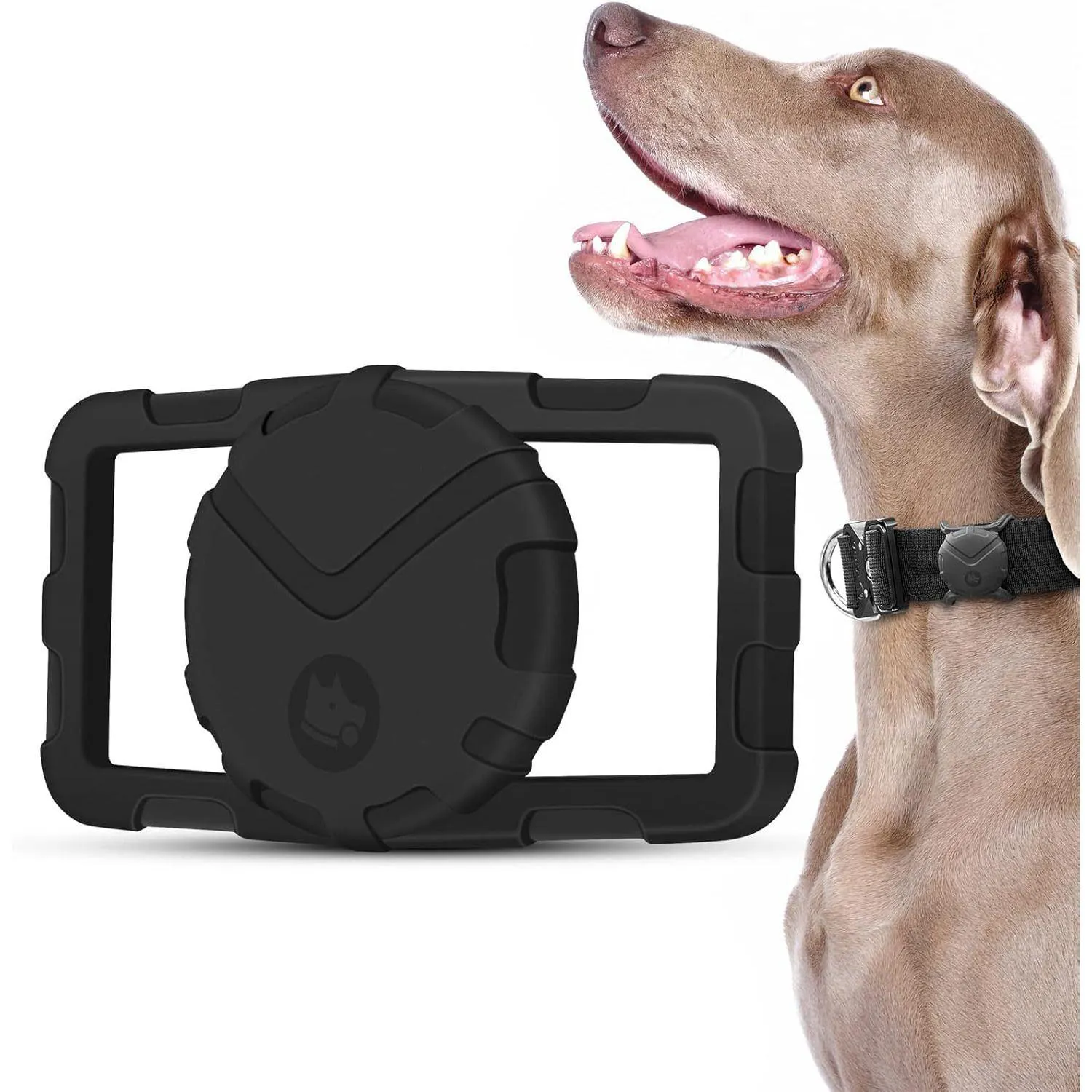 Soporte Para Airtag De Mascota En Silicona Negra Ultra Gruesa Para Collar Grande Fossa