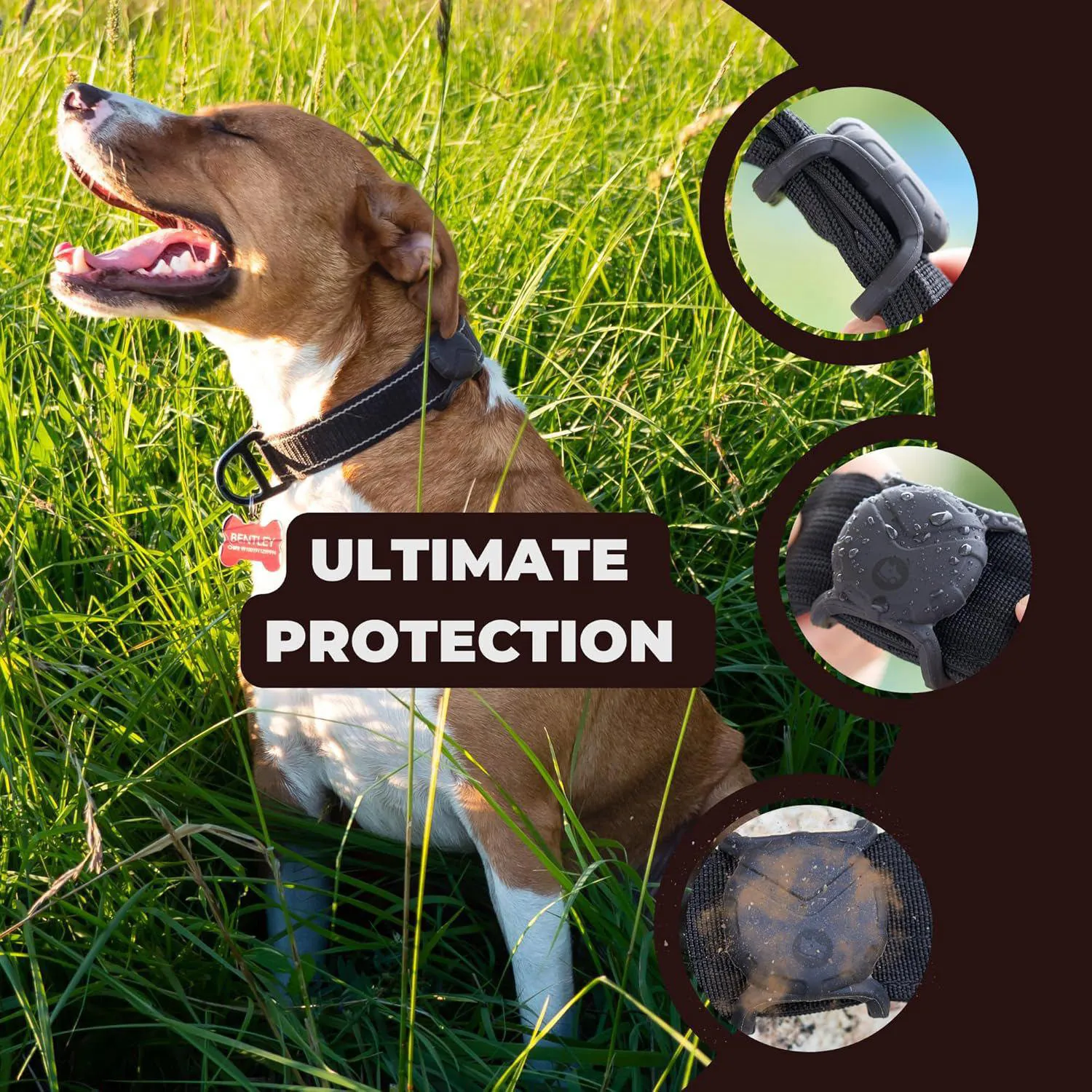 Soporte Para Airtag De Mascota En Silicona Negra Ultra Gruesa Para Collar Grande Fossa 4