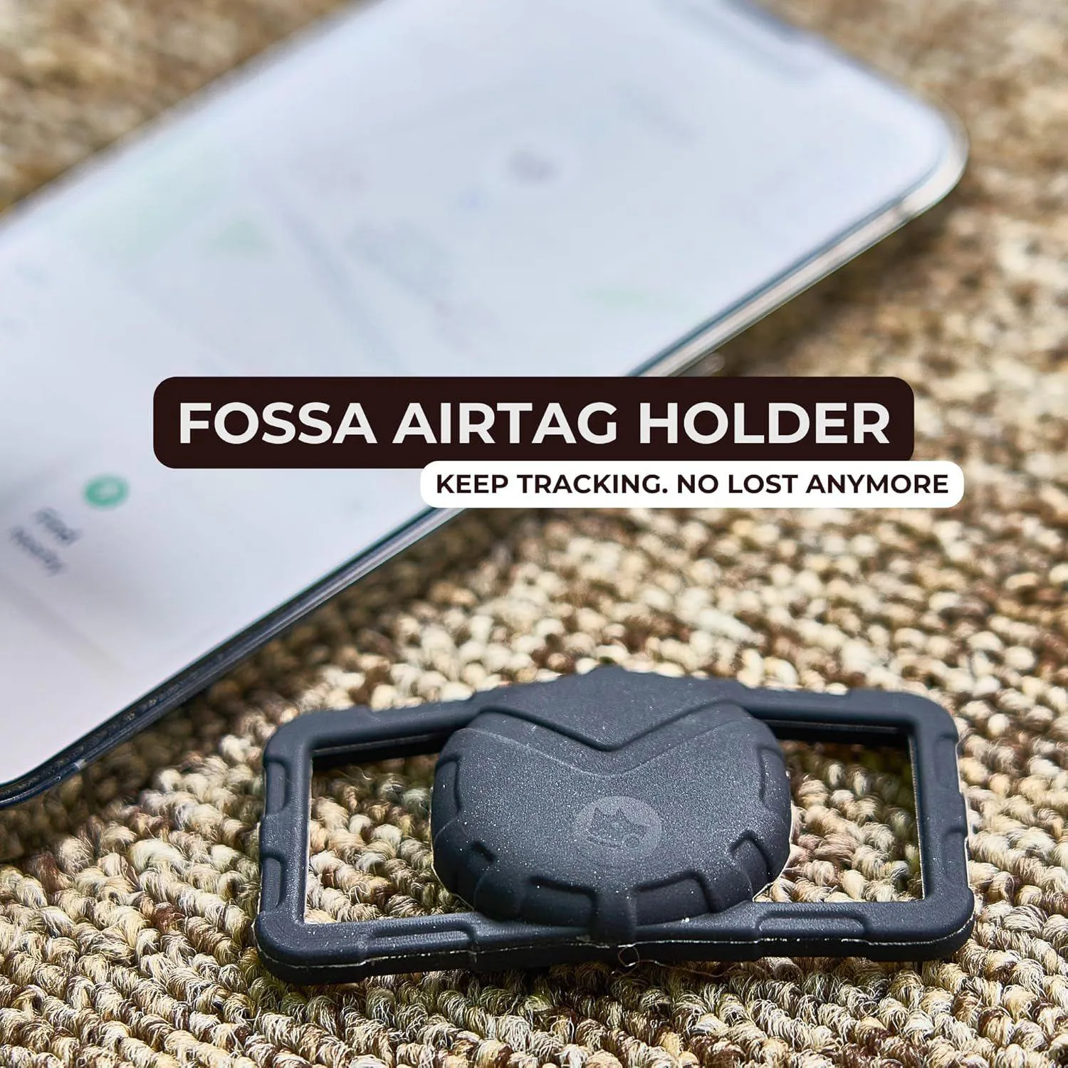 Soporte Para Airtag De Mascota En Silicona Negra Ultra Gruesa Para Collar Grande Fossa 5