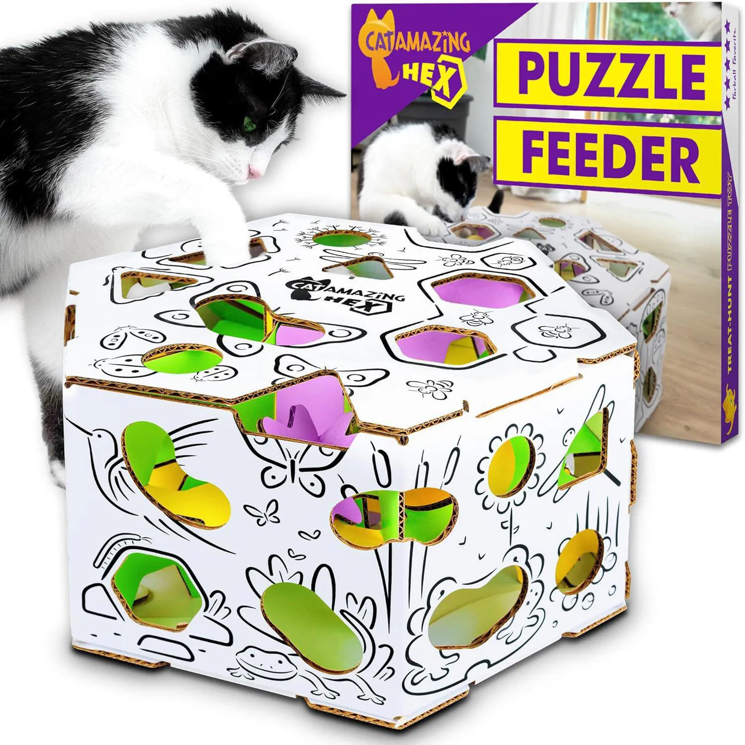 Caja de Enriquecimiento Interactiva para Gatos con Laberinto de Premios
