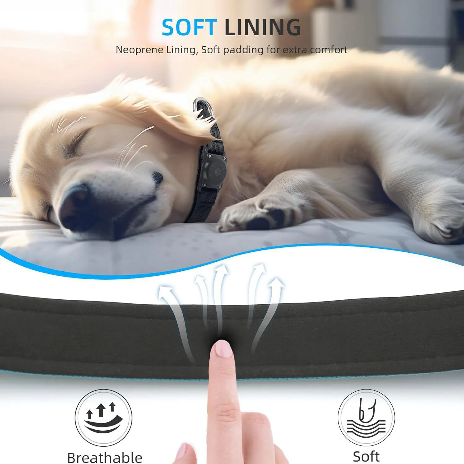 Collar Azul Para Perro Mediano Impermeable Reflectante Con Soporte Para Apple Airtag Furrig 5