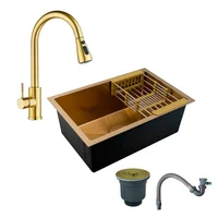 Combo Lavaplatos 60*45cm+griferia Lvp Oro Extraible Cepillado+accesorios
