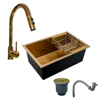 Combo Lavaplatos 60*45cm+griferia Lvp Oro Extraible+accesorios