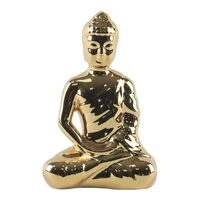 Escultura Buda Sentado Cerámica 13.5x20.5 cm Oro Zen Marres