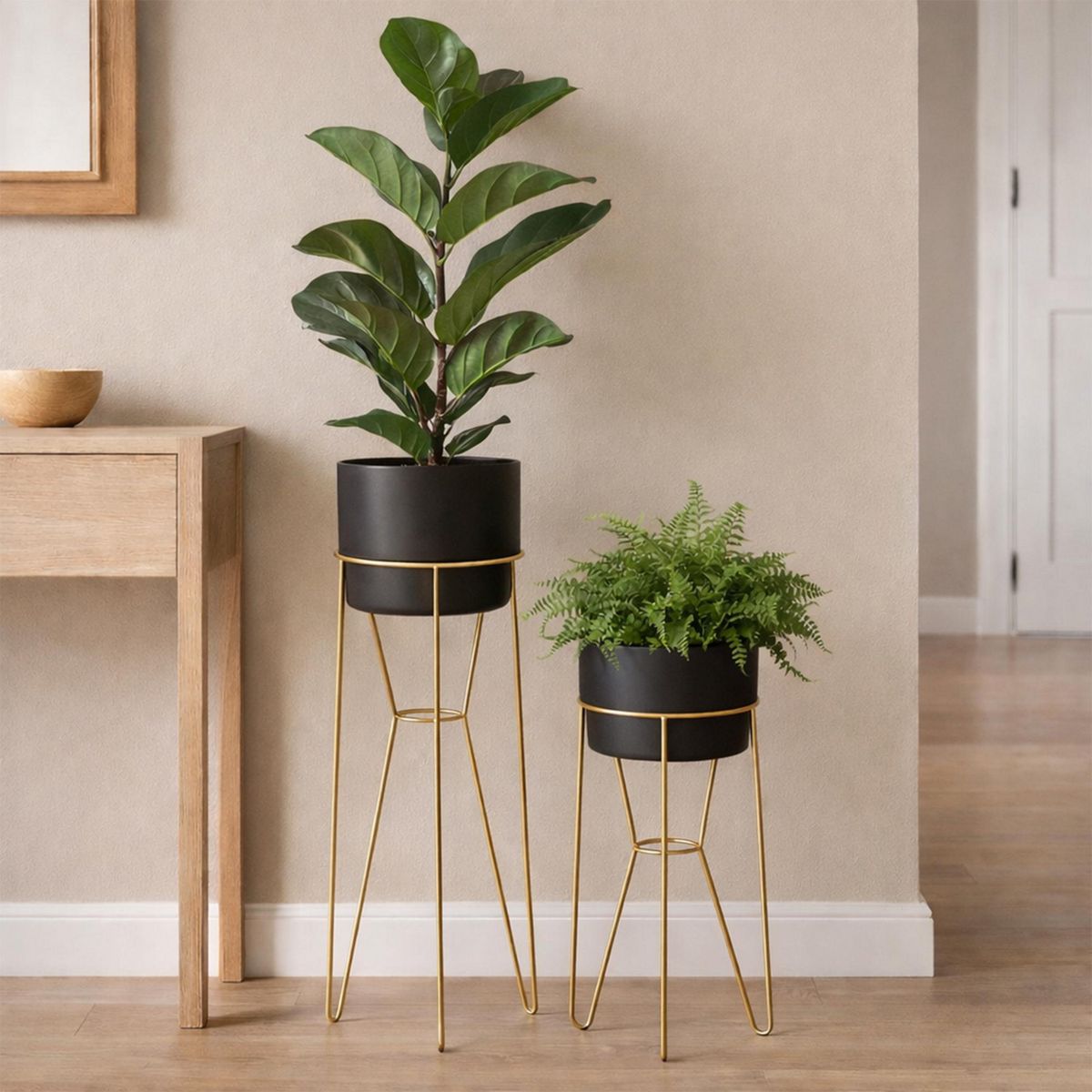 JUST HOME COLLECTION - Base Matera Porta Plato Grande Hierro 30x70 cm Oro Ferrum Just Home Collection