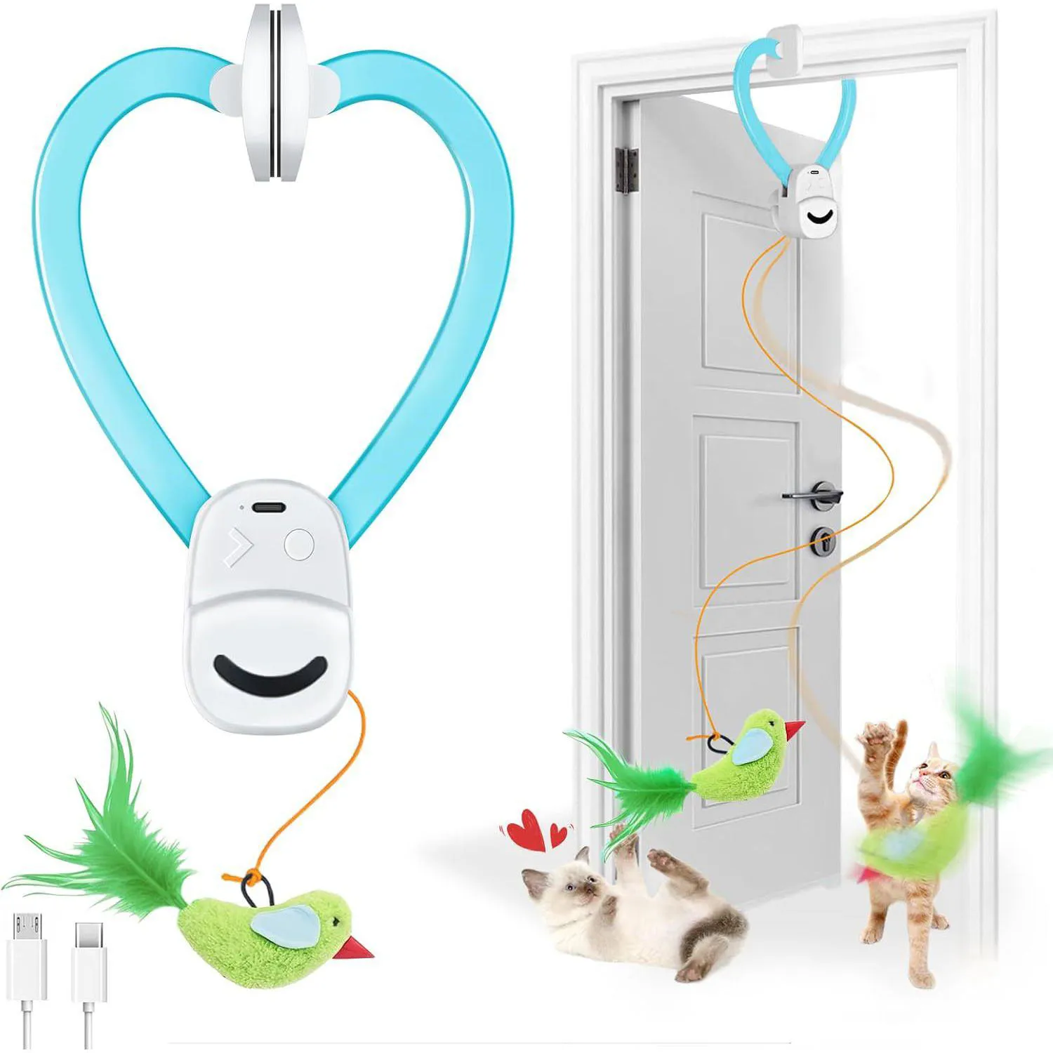 Juguete Eléctrico Colgante para Gatos con Ave Voladora y Plumas Interactivas