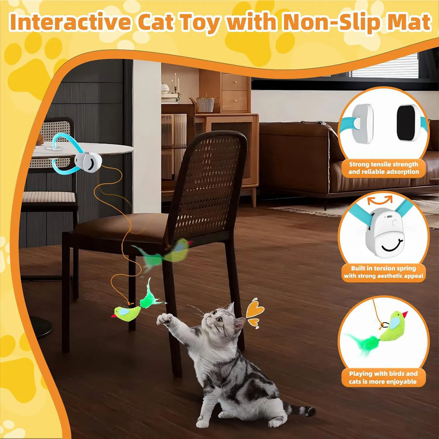 Juguete Eléctrico Colgante para Gatos con Ave Voladora y Plumas Interactivas 3