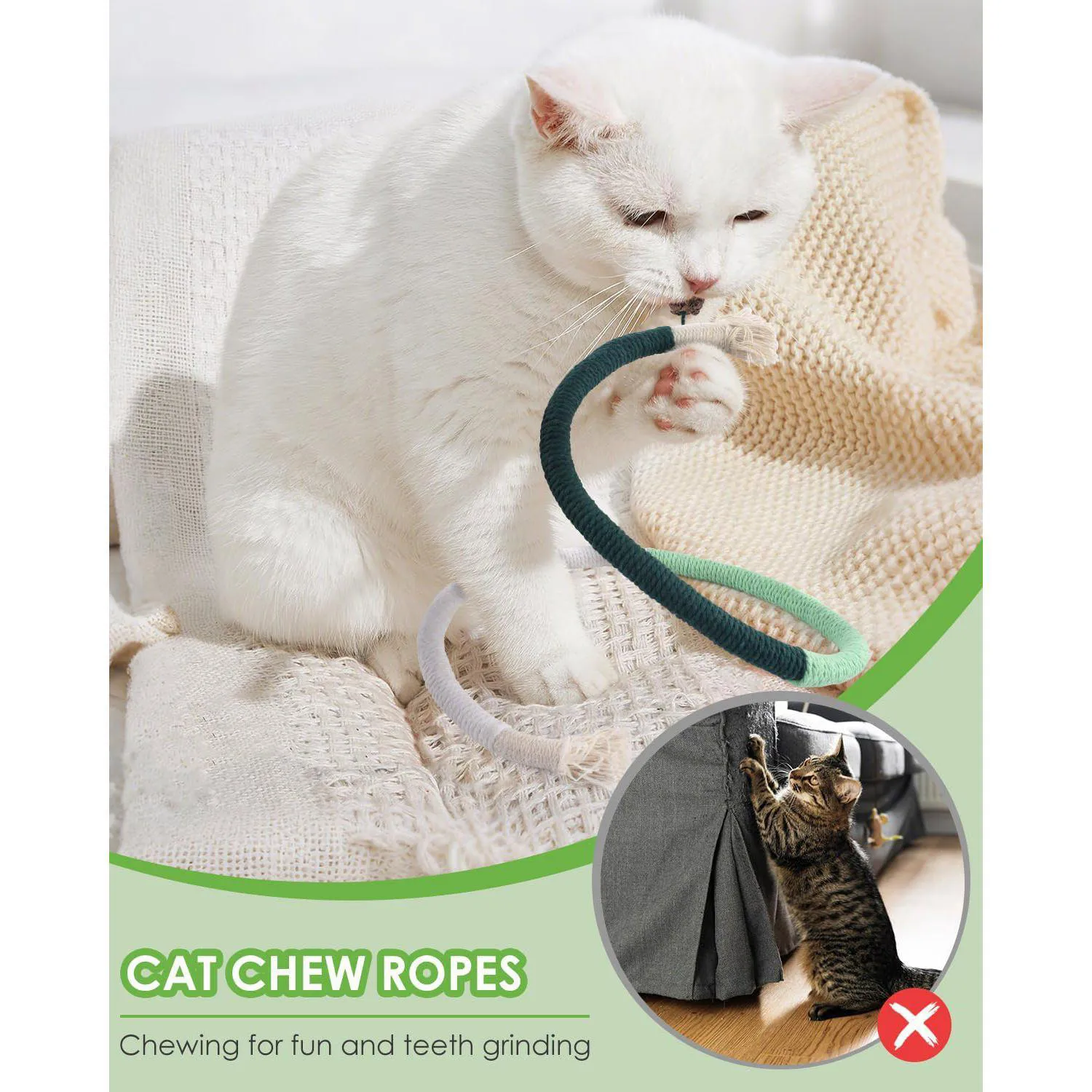 Juguetes Dentales para Gatos con Palitos de Silvervine y Cuerdas Naturales 7